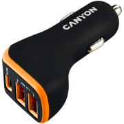 Автомобильное зарядное устройство CANYON С-08,  черный/оранжевый