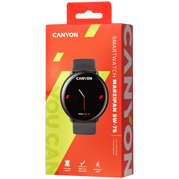 Смарт-часы CANYON Marzipan SW-75, черный/красный