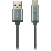 CANYON UC-6 Type C USB 2.0 standard cable with LED indicator, Power &amp; Data output, 5V/9V 2A, OD 3.8mm, PVC Jacket, 1m, drak grey, 0.03kg