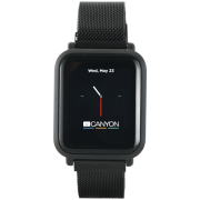 CANYON Sanchal SW-73 Smart watch, 1.22inch IPS full touch, 6H Glass,2 straps, metal strap and silicon strap, metal case, IP68 waterproof, multisport mode, camera remote, 150mAh, compatibility with iOS and android, Black, host: 42*35*11.4mm, belt: 222*18mm, 56.8g