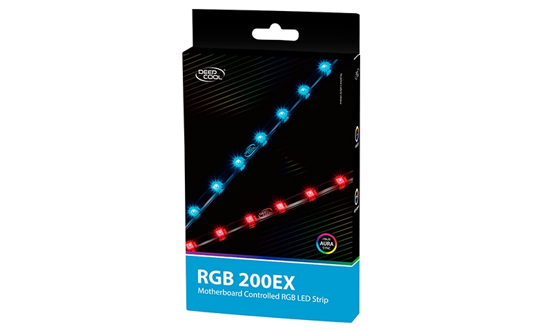 Светодиодная лента Deepcool RGB 200EX (комплект цветового дооснащения корпуса, 2 ленты по 350mm, RGB, подключение 4pin (+12V-R-G-B)) Color Box