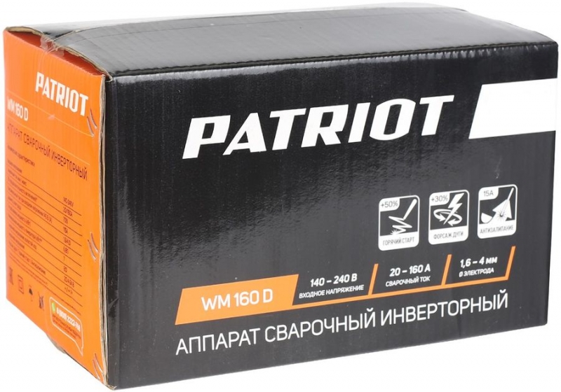 Аппарат сварочный инверторный PATRIOT WM160D MMA (605302016)