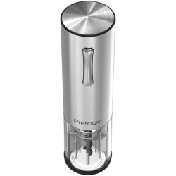 Prestigio Nemi, smart wine opener, simple operation with 2 buttons, aerator, vacuum stopper preserver, foil cutter, opens up to 70 bottles without recharging, 600mAh battery, Dimensions D 48.2*H183mm, silver color.