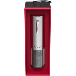 Prestigio Nemi, smart wine opener, simple operation with 2 buttons, aerator, vacuum stopper preserver, foil cutter, opens up to 70 bottles without recharging, 600mAh battery, Dimensions D 48.2*H183mm, silver color.