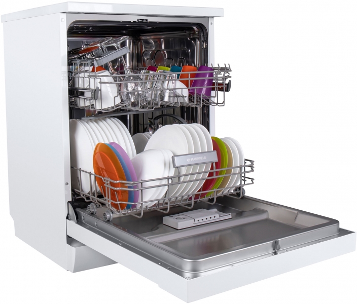 Посудомоечная бытовая машина MAUNFELD MLP-12I/ Полноразмерная,  Отдельностоящая ПММ 60см, 12 комплектов, 5 программ, электронное управление с LED индикацией, 52 дБ, A+/A/A, 1/2 загрузка, отсрочка старта 3/6/9ч, белый
