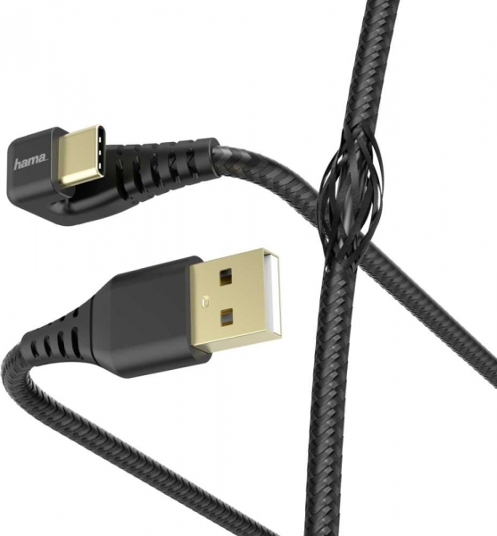 Кабель Hama 00187222 USB Type-C (m) угловой USB 2.0 (m) 1.5м черный