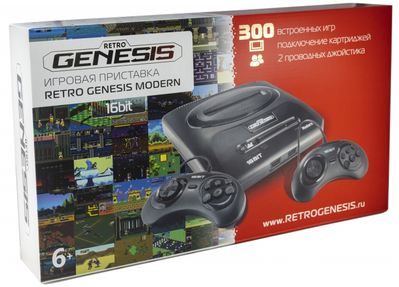 Игровая приставка SEGA Retro Genesis Modern + 300 игр + 2 джойстика (ConSkDn92)