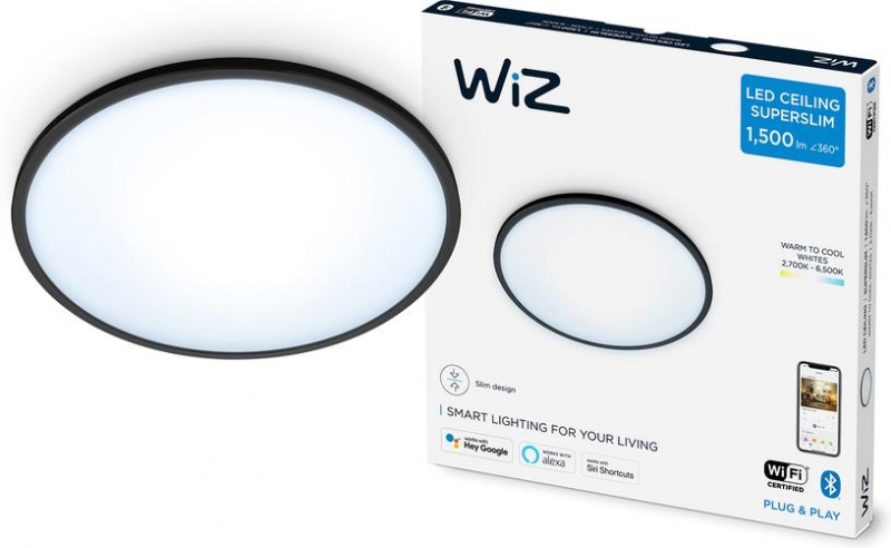 Светильник потолочный WiZ SuperSlim 16W/Wi-Fi/черный (929002685201)