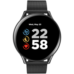 CANYON Lemongrass SW-70 Smart watch, 1.3inches IPS full touch screen, Zinc plastic body,IP68 waterproof, multi-sport mode with swimming mode, compatibility with iOS and android,Black body with black metal belt, Host: 44.5x11.6mm, Strap: 240x20mm, 53g