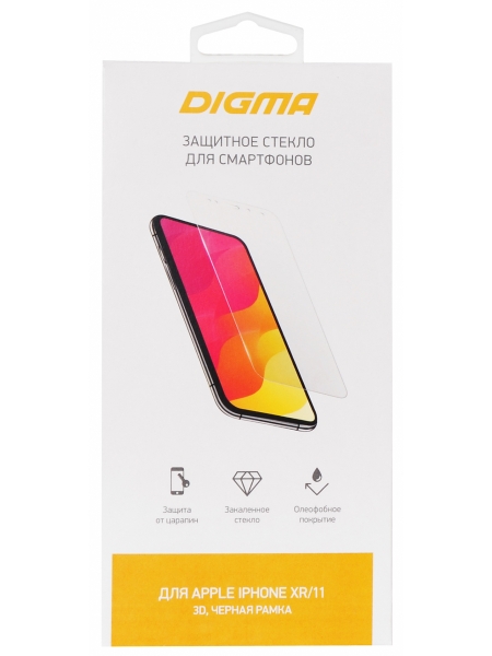 Защитное стекло для экрана Digma для Apple iPhone XR/11 3D 1шт. (DGG3AP11XA)