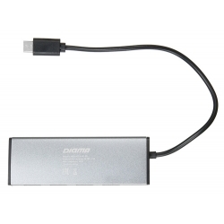 Разветвитель USB-C Digma HUB-4U2.0-UC-DS 4порт, серебристый