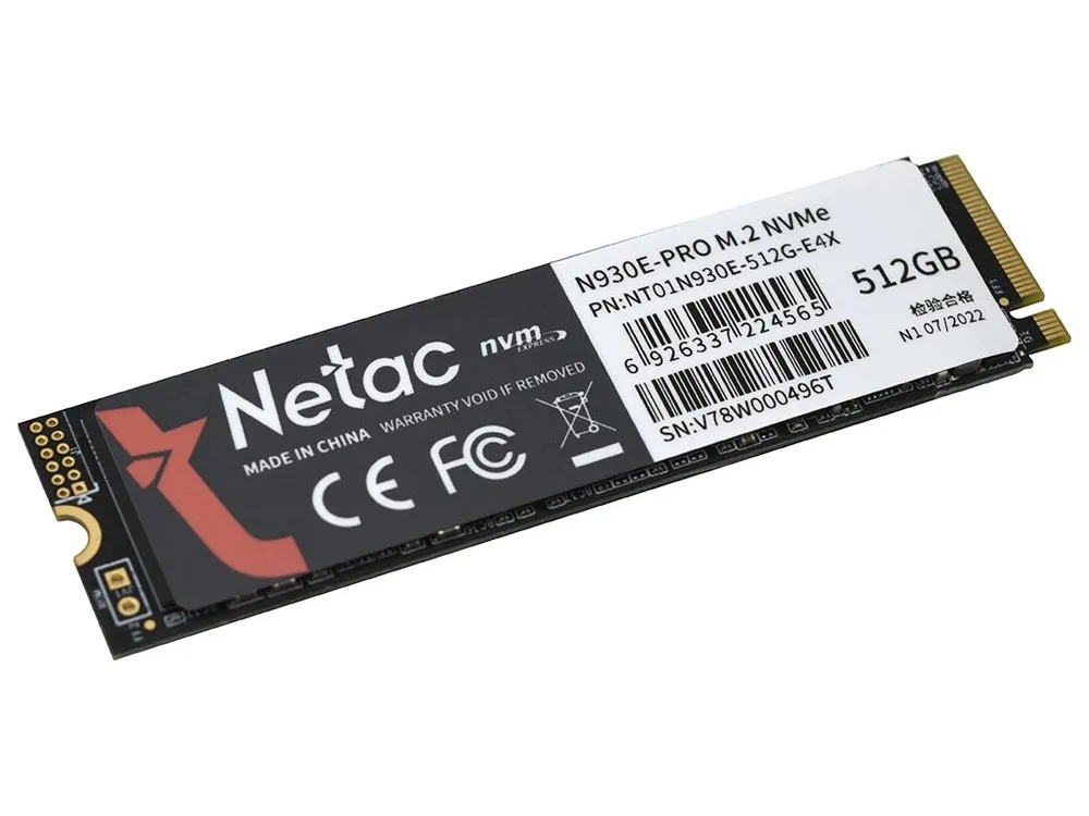 Накопитель SSD Netac PCI-E 3.0 512Gb NT01N930E-512G-E4X N930E Pro M.2 2280