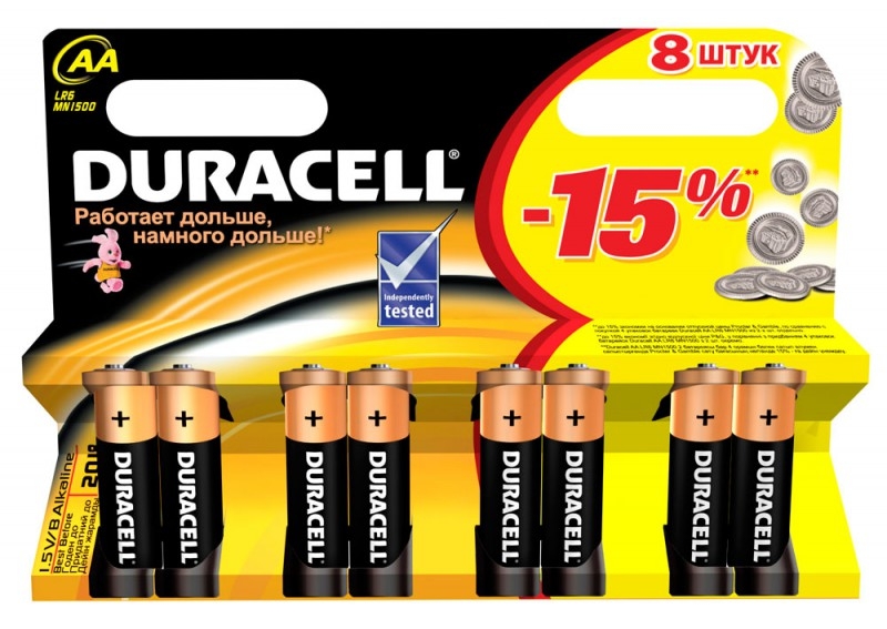 Батарея Duracell Basic LR6-8BL AA (8шт)