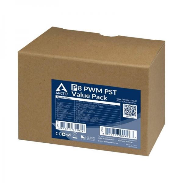 Вентиляторы для корпуса ARCTIC P8 PWM PST Value Pack 80mm, 5 шт.  (ACFAN00154A)