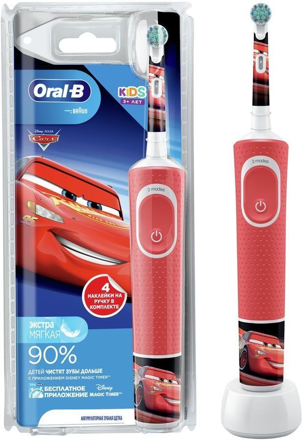 Зубная щетка электрическая Oral-B Kids Cars, красный