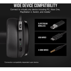 Игровая гарнитура Corsair Gaming™ Virtuoso RGB Wireless High-Fidelity Gaming Headset, Carbon (EU Version)