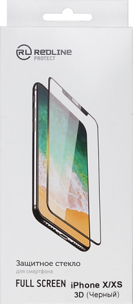 Защитное стекло для экрана Redline Full Screen черный для Apple iPhone X/XS 3D 1шт. (УТ000012290)