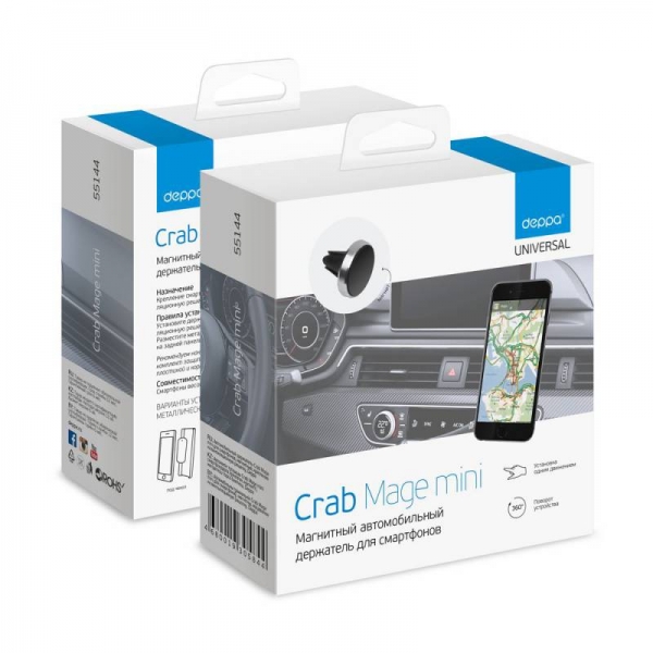 Держатель Deppa Crab Mage mini магнитный черный для смартфонов (55144)