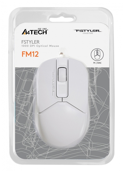Мышь A4 Fstyler FM12S, белый 