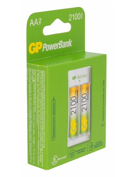 Аккумулятор + зарядное устройство GP PowerBank E211210AAHC-2CRB2 AA NiMH 2100mAh (2шт) коробка