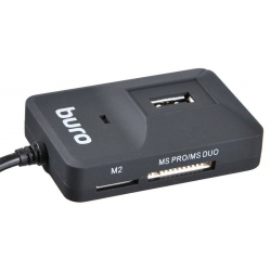 Устройство чтения карт памяти USB2.0 Buro BU-CR/HUB3-U2.0-0688 черный