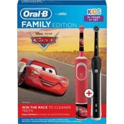 Набор Oral-B Family Edition (Pro 1 D16.513.1U Black + Vitality Kids D100.410.2K Тачки)