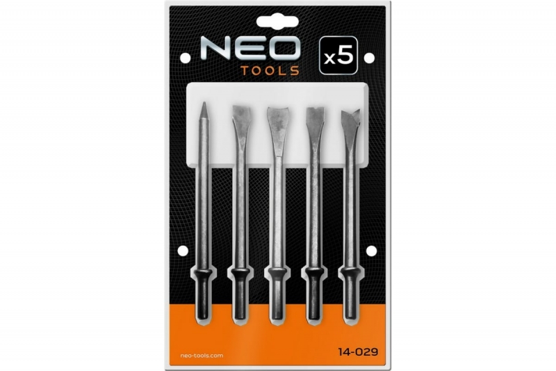Зубило набор 5 шт для пневматического молотка NEO Tools 14-029