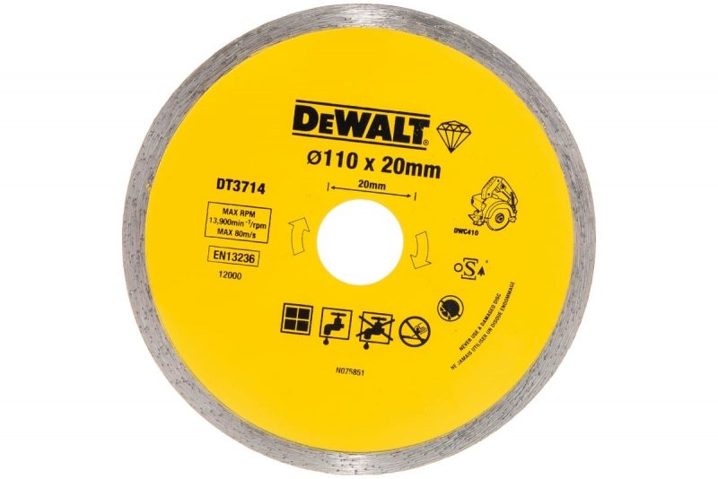 Диск алмазный сплошной (110х20 мм) для плиткореза DWC 410 DEWALT DT 3714