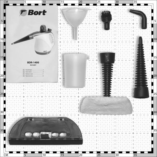 Ручной пароочиститель Bort BDR-1400/белый, серый (93412857)