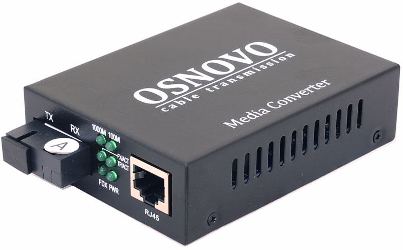 OSNOVO Гигабитный медиаконвертер, по одному волокну SM до 20 км, по MM - до 500м, tx1310/rx1550нм