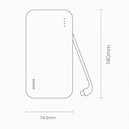Внешний аккумулятор Power Bank Xiaomi (Mi) SOLOVE 10000mAh Dual USB/Type-C со встроенными двумя кабелями USB/Type-C и Lightning (W7 Pink), розовый