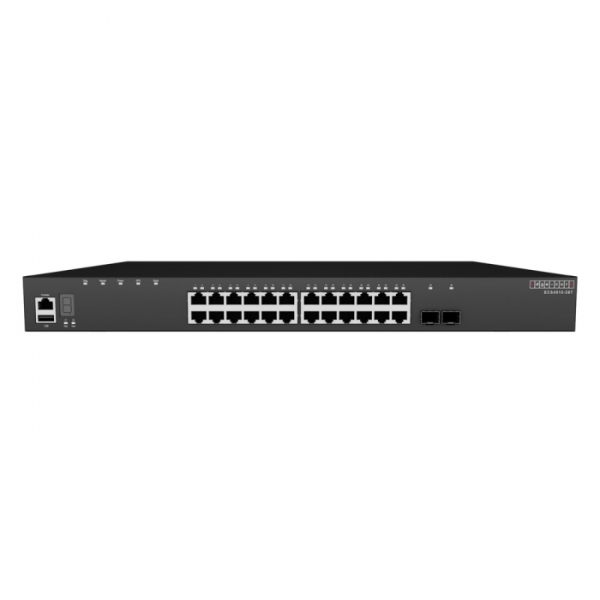 ECS4510-28T Edge-corE 24 x GE + 2 x 10G SFP+ ports + 1 x expansion slot (for dual 10G SFP+ ports) L2+ Stackable Switch, w/ 1 x RJ45 console port, 1 x USB type A storage port, RPU connector, fan-less design, Stack up to 4 units {3}