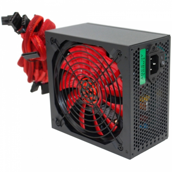 БП Ginzzu PC600 14CM(Red) 80+ black,APFC,24+4p,2 PCI-E(6+2), 5*SATA, 4*IDE,оплетка, кабель питания,цветная коробка RTL {10}