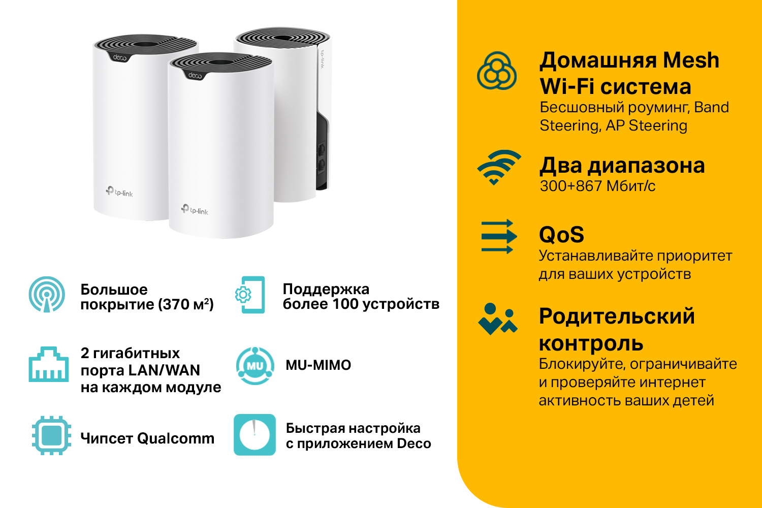 Mesh Wi-Fi роутер TP-Link Deco S4 (3-Pack)