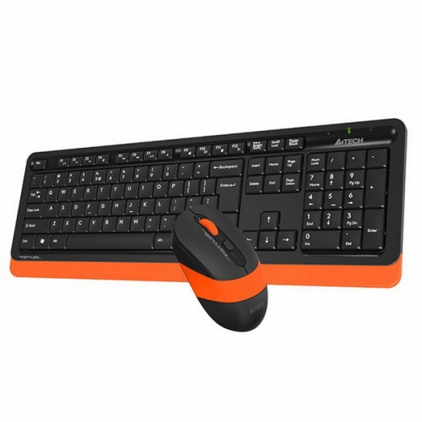 Беспроводные клавиатура + мышь A4Tech Fstyler FG1010 , черный/оранжевый, USB, RTL {10} (943376)