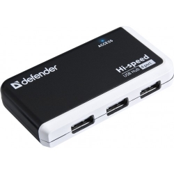 Концентратор DEFENDER USB2 4PORT QUADRO INFIX 83504, черный, белый 