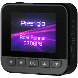 Prestigio RoadRunner 370GPS, 2.0'' IPS (320x240) display, FHD 1920x1080@30fps, HD 1280x720@30fps, AIT8336N, 2 MP CMOS GC2053 image sensor, 2 MP camera, 140° Viewing Angle, Micro USB, 120 mAh battery, GPS, Night Vision, Motion Detection, G-sensor, Cyclic Recording, color/black, plastic case