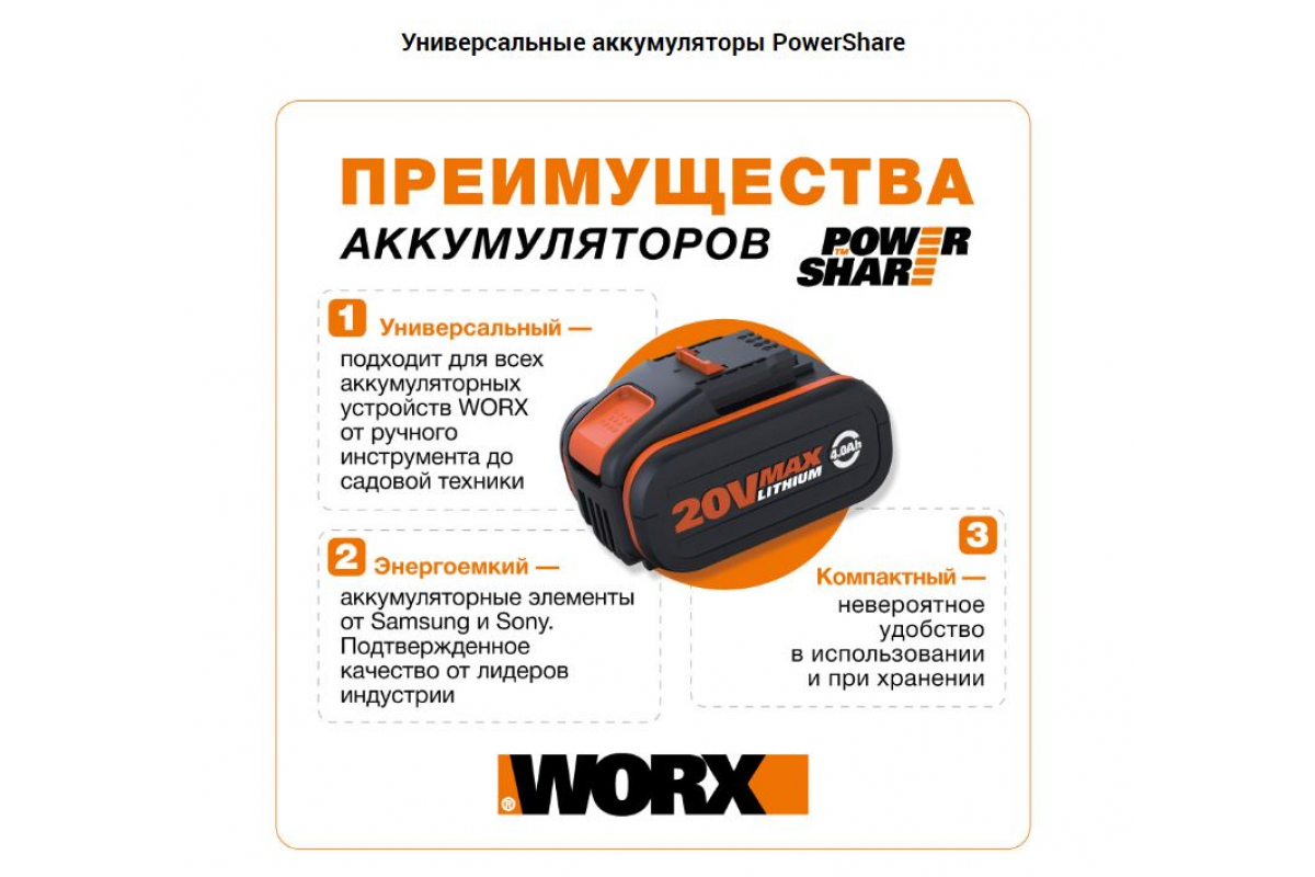 Аккумуляторная угловая шлифмашина WORX WX803