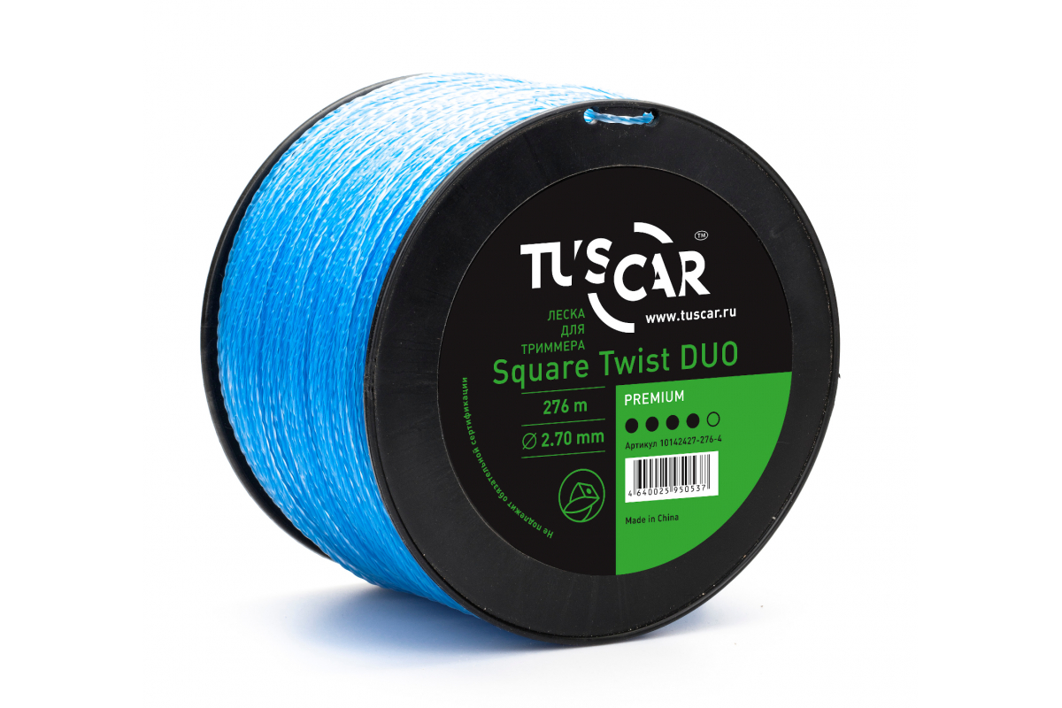 Леска для триммера Square Twist DUO, Premium, 2.7 мм, 276 м TUSCAR 10142427-276-4