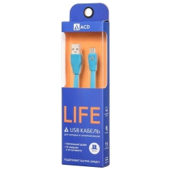 USB кабель ACD-Life MicroUSB ~ USB-A TPE, 1м, синий (ACD-U920-M1L)
