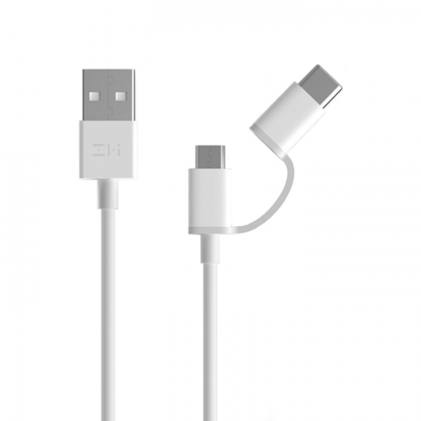 Кабель Xiaomi ZMI 2-in-1 AL501 Micro USB to Type-C 2 in 1 cable (1m) White (ZMK2AL50CNWH) (400793)