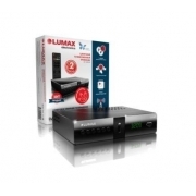 Приставка DVB-T2 LUMAX/ GX3235S, металл Stealth, дисплей, Dolby Digital, Wi-Fi, IPTV-плейлисты, YouTube, Кинозал LUMAX (более 500 фильмов), MEGOGO, 3 RCA, USB