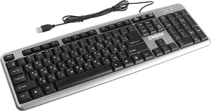 Клавиатура Exegate EX264086RUS, серебристая