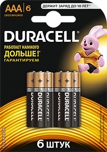 Батарея Duracell Basic LR03-6BL AAA (6шт)