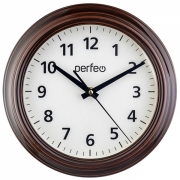 Настенные часы Perfeo "pf-wc-008" круглые 25,5см/коричневый, белый (PF_C3078 ) 
