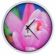 Настенные часы Perfeo круглые 30см "Тюльпаны"/белый (PF_C3064 )
