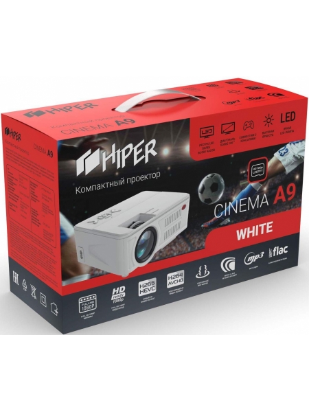 Проектор Hiper Cinema A9 White LCD 3500Lm (1280x720) 2000:1 ресурс лампы:50000часов 2xUSB typeA 1xHDMI 1кг
