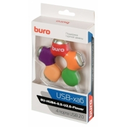 Разветвитель USB 2.0 Buro BU-HUB4-0.5-U2.0-Flower 4порт. разноцветный