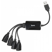 Разветвитель USB 2.0 Buro BU-HUB4-0.3-U2.0-Splitter, черный