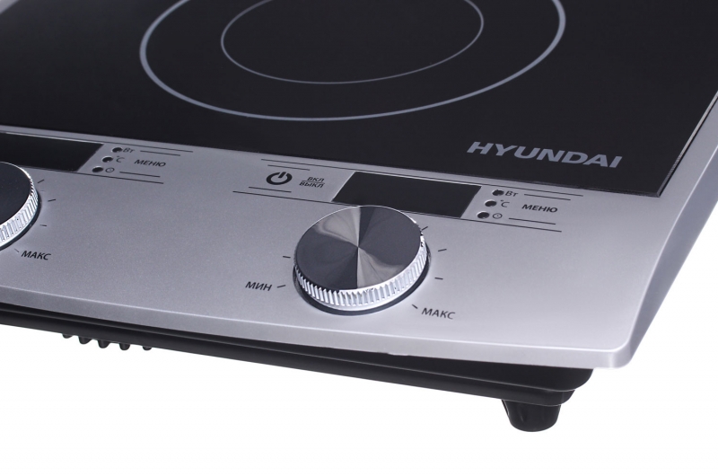 Плита Электрическая Hyundai HYC-0103, серебристый/черный стеклокерамика (настольная)